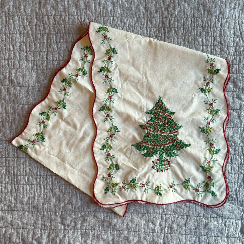 Vintage Christmas Handmade Table Runner